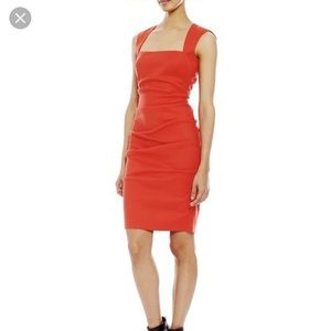 Nicole Miller linen tucked coral Sz 4